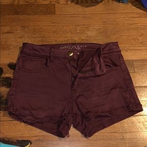 Maroon Cut-off Shorts